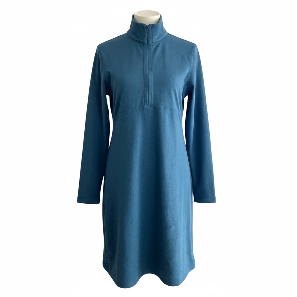 Title Nine Dream Teal Long Sleeve Half Zip Mock Neck Dress Women’s Medium